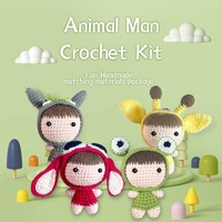 Perlengkapan Rajut Serat Akrilik DIY untuk Pemula Paket Bahan Buatan Tangan dengan Desain Tanaman untuk Boneka Amigurumi, Hiasan & Gantungan Kunci