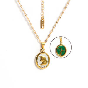 तिरश मुक्त कस्टम लोगो 18k सोने की प्लेटेड स्टेनलेस स्टील महिलाओं रंगीन तामचीनी हार - Product Image 3