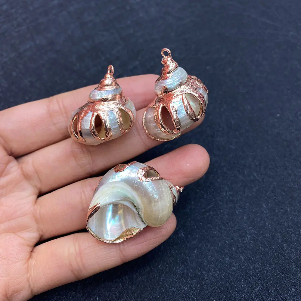Natural Shell Gilded Conch Pendant DIY Necklace Earrings Charms Seaside Jewelry Beach Hawaii DIY for Jewelry Making Accessories