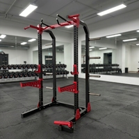 Rack de musculation commercial demi-cage pour squats, tube en acier 75x75x3mm, barre de traction multi-prise, bras de sécurité Landmine, pour salle de sport, CE ISO OEM