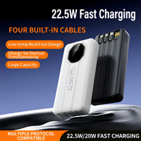 Power Bank Travel Friendly 20000mAh Dengan 4 Kabel PD 22.5W Pengisian Cepat Layar Digital Baterai Eksternal untuk Iph Android