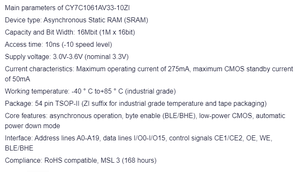 Circuito Integrado de Memoria SDRAM CY7C1061AV33-10ZI, Chip de Memoria Estática - Product Image 2