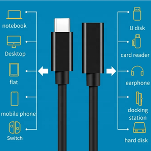 Cable de Extensión <span class=keywords><strong>USB</strong></span> <span class=keywords><strong>C</strong></span> Tipo <span class=keywords><strong>C</strong></span> de 60W 3A, Macho a Hembra, Conector de Cable de Carga Extensor Chapado en Oro, <span class=keywords><strong>0.5</strong></span>/1/1.5 <span class=keywords><strong>m</strong></span> - Product Image 2