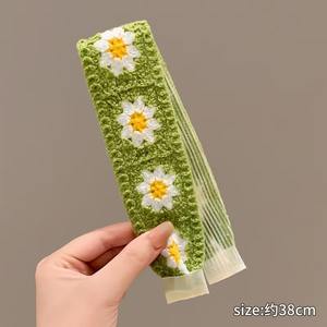 Coloré Crochet Fleur Broderie Bandeau pour Femmes Fille Tricoté Large Bandeau Frange Titulaire Accessoire Vacances Hawaïen Cadeau - Product Image 5