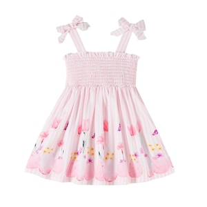 Vestito Estivo da Bambina Senza Maniche con Stampa Farfalle e Cappello, Abito Carino per Vacanze - Product Image 5