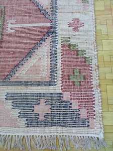 Personnalisable 9x12 bleu Beige noué à la main Oushak Vintage tapis turc pour salon décor à la maison - Product Image 4