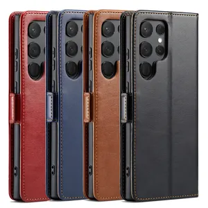 Flip Case Voor Samsung Galaxy S23 Ultra 5G Portemonnee Case Met Kickstand Kaarthouder Slot Retro Design Premium