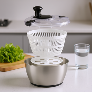 Escurridor de Ensaladas Db Wholesale de Acero Inoxidable de 4.75 Qt, Secador de Verduras con una Sola Mano, Limpiador de Lechuga, Apto para Lavavajillas - Product Image 2