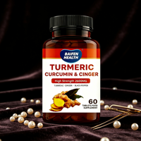Kapsul Kunyit Curcumin & Jahe OEM Vegan Suplemen Kesehatan Dewasa Meningkatkan Kepadatan Tulang Mendukung Kesehatan Otak