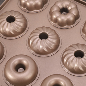 9-Cavity Donut Cake Mold Gold Non-Stick Baking Pan For Small Oven DIY Cake Tools - Product Image 3