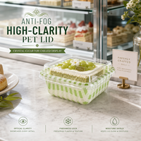 Boîte de rangement alimentaire en PET avec couvercle à clipser, anti-buée, pour pâtisseries, impression par transfert d'eau, impression personnalisée, approvisionnement en gros