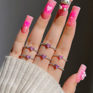 Anillo de Compromiso y Boda para Mujer, Estilo Moderno, Incrustaciones de Circonio, Latón, Anillos de Moda Coreanos, Chapado en Rodio, para Aniversario o Fiesta - Product Image 3