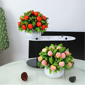 Ensemble de plantes artificielles <span class=keywords><strong>Fuyu</strong></span> Collection : oranges, pêches, fruits rouges et dorés porte-bonheur pour décorations du Nouvel An chinois - Product Image 3