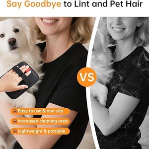 Pet Hair Removal Gloves <b>Black</b> <b>Cloth</b> Square Comb Lint Remover For Pets - Product Image 4