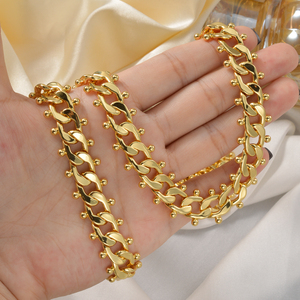 Conjunto de collar y pulseras unisex al por mayor, chapados en oro, con cadena de eslabones y adornos esféricos, finos, uniformes y luminosos. - Product Image 3