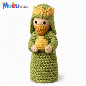 Crèche artisanale au crochet Amigurumi Marie Joseph Bébé Jésus Poupée religieuse <span class=keywords><strong>de</strong></span> Noël Décoration d'autel <span class=keywords><strong>de</strong></span> Noël Cadeau - Product Image 1