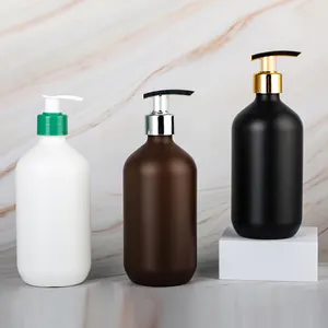 Customized Best Design Recyclable Plastic Refill 450Ml Brown Shampoo Pump Bottles And Cobditioner Bottles Set Home Safe Green