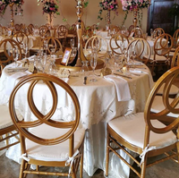 Chaise Phénix en résine dorée moderne, empilable et démontable, pour la location d'événements, banquets de mariage et fêtes