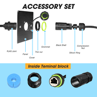 Connecteur Ethernet RJ45 étanche IP68 à double port, à montage sur panneau, blindé, coupleur de câble réseau CAT6 avec pigtail pour usage industriel