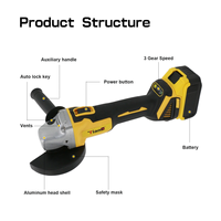 Vente d'usine Meuleuse d'angle sans fil sans balais à grande vitesse 8500 tr/min 100 mm 1400 W Fonctionnant sur batterie Industrielle Bricolage Polissage