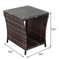 Table d'appoint en osier de design moderne pour l'extérieur, table de rangement pour patio, balcon, véranda, terrasse