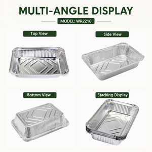 Barquette en aluminium <span class=keywords><strong>jetable</strong></span> de 2,25 lb (8,5x6 pouces) pour la livraison de repas aux restaurants américains, emballage de viande pour barbecue, plateau argenté - Product Image 5