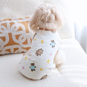 Pet Dog Cotton Pajamas Light Blue And Light Yellow Cartoon <b>Elephant</b> Print Breathable Summer Clothes For Small Dogs - Product Image 2