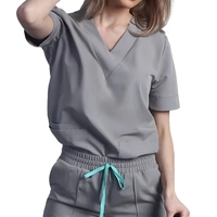 Uniforme Médico Hospitalario de Poliéster y Algodón Tejido, Ropa de Trabajo Antifluidos para Anatomía, Tallas Personalizadas, Manga Corta, Detección de Agujas, Sin Costuras