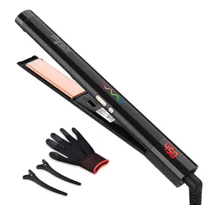 Customized Logo OEM CE CERTIFICATE LED Electric PET Multifunctional 2-in-1 Negative Ion Ceramic Quick Heating Hair Straightener