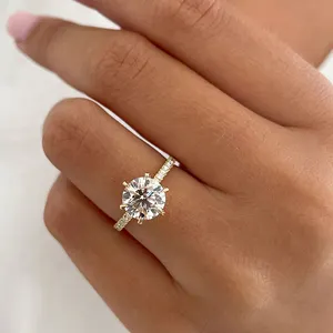 Custom Groothandel Zirconia Eternity Ring Vrouwen Sieraden Beloven 18K Vergulde 925 Sterling Zilveren Engagement Wedding Ring