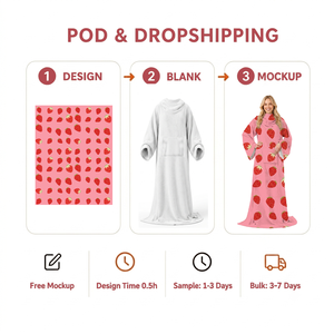 Manta Personalizada con Estampado POD, 280g, Franela Suave, con Mangas y Bolsillo Gigante para Ropa <span class=keywords><strong>de</strong></span> Invierno - Product Image 2