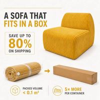 Canapé de sol jaune en velours côtelé, fauteuil paresseux sans cadre tout en mousse, siège moelleux côtelé pour salon, chambre à coucher, petit appartement