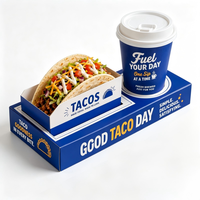 Boîtes à tacos en gros avec porte-gobelet, emballages jetables personnalisés en papier pour plats rapides