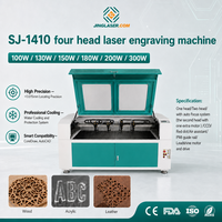 Machine de gravure et de découpe au laser CO2 à quatre têtes SJ-1410 avec système de caméra de vision automatique pour acrylique, bois, cuir, tissu, textile