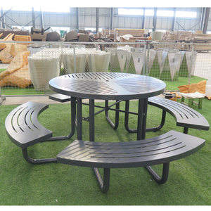 Tavolo da esterno in acciaio metallico all'ingrosso <span class=keywords><strong>con</strong></span> <span class=keywords><strong>panche</strong></span>