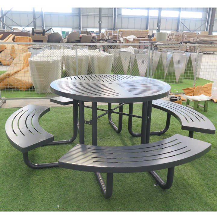 Wholesale Metal Steel Outdoor Table with Benches