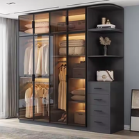 Dressing Moderne de Luxe Convertible, Porte Vitrée, Meuble de Chambre Personnalisé, Design Minimaliste, Vente Directe Usine pour la Maison