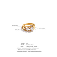 JINYOU 7738 Größe 678 Modischer Edelstahlring 18k Vergoldet mit Zirkonia-Besatz für Damen