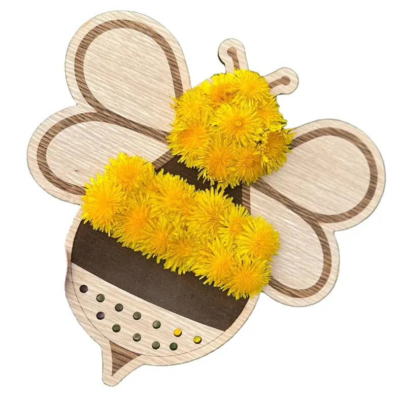 Penjualan Terbaik mainan pembelajaran Montessori pemotong Laser berbentuk lebah pemukul alam papan belajar berburu kayu untuk kaktus luar ruangan