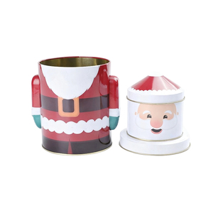 Boîtes à cadeaux recyclables personnalisées en fer blanc en formes de père Noël et de bonhomme de neige Contenants en fer blanc pour biscuits, bonbons et rangement de jouets - Product Image 2