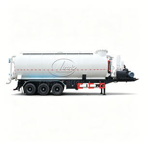 Semi-remorque de transport de cendres de centrale thermique à 3 essieux, 50 mètres cubes, avec aspiration et déchargement industriel par aspiration sous vide - Product Image 1