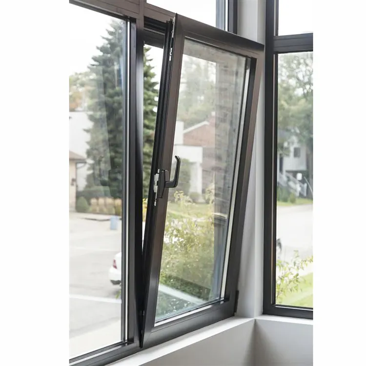 White Modern Contemporary Powder Coating Thermal Break Aluminium Tilt And Turn Hinge Casement Window Designs for Living Room