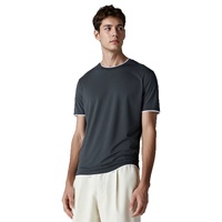 T-shirt Homme Slim Fit Style Old Money en Maille Coton-Lin Effet Deux Pièces Col Rond Manches Courtes Luxe Léger et Minimaliste