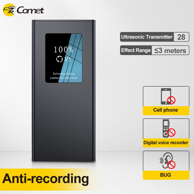 RP55 Audio Jammer-Portable Anti Recording Device Power Bank Shape 28 Ultrasonic Heads Voice Recording Blocker Privacy Protection