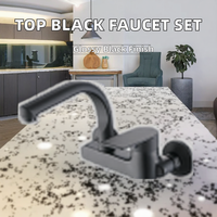 Keran Dapur Modern Satu Pegangan Warna Hitam dari Paduan Seng dengan Inti Katup Keramik Termostatik, Terpasang di Dek dengan Satu Lubang