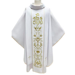 مطفي البوليستر الأبيض Vestment مع <span class=keywords><strong>orphrey</strong></span> عالية الجودة - Product Image 1