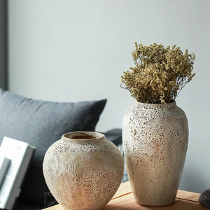 <span class=keywords><strong>Vaso</strong></span> da Fiori Vintage Japandi Wabi-Sabi in Porcellana Maculata, Design Rustico Fatto a Mano, Bocca Larga, per Decorazione da Tavolo - Product Image 3