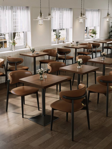 Ensemble de 4 chaises de <span class=keywords><strong>restaurant</strong></span> MYUZ, chaises de salle à manger modernes pliables en bois avec dossier en rotin et assise rembourrée pour café bistrot - Product Image 5