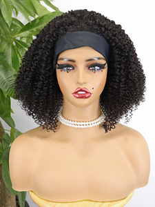 FH En stock Perruque bandeau en cheveux humains bouclés crépus, Cheveux vierges brésiliens, Perruques bob bandeau - Product Image 3