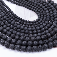 Chaîne de perles en pierre de lave naturelle poreuse, pierre volcanique mate non polie pour bracelet et collier DIY, vente en gros
